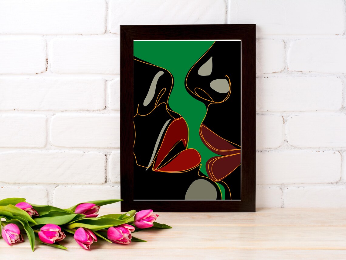 Passion Love Abstract Art Poster, Boho Modern Decor