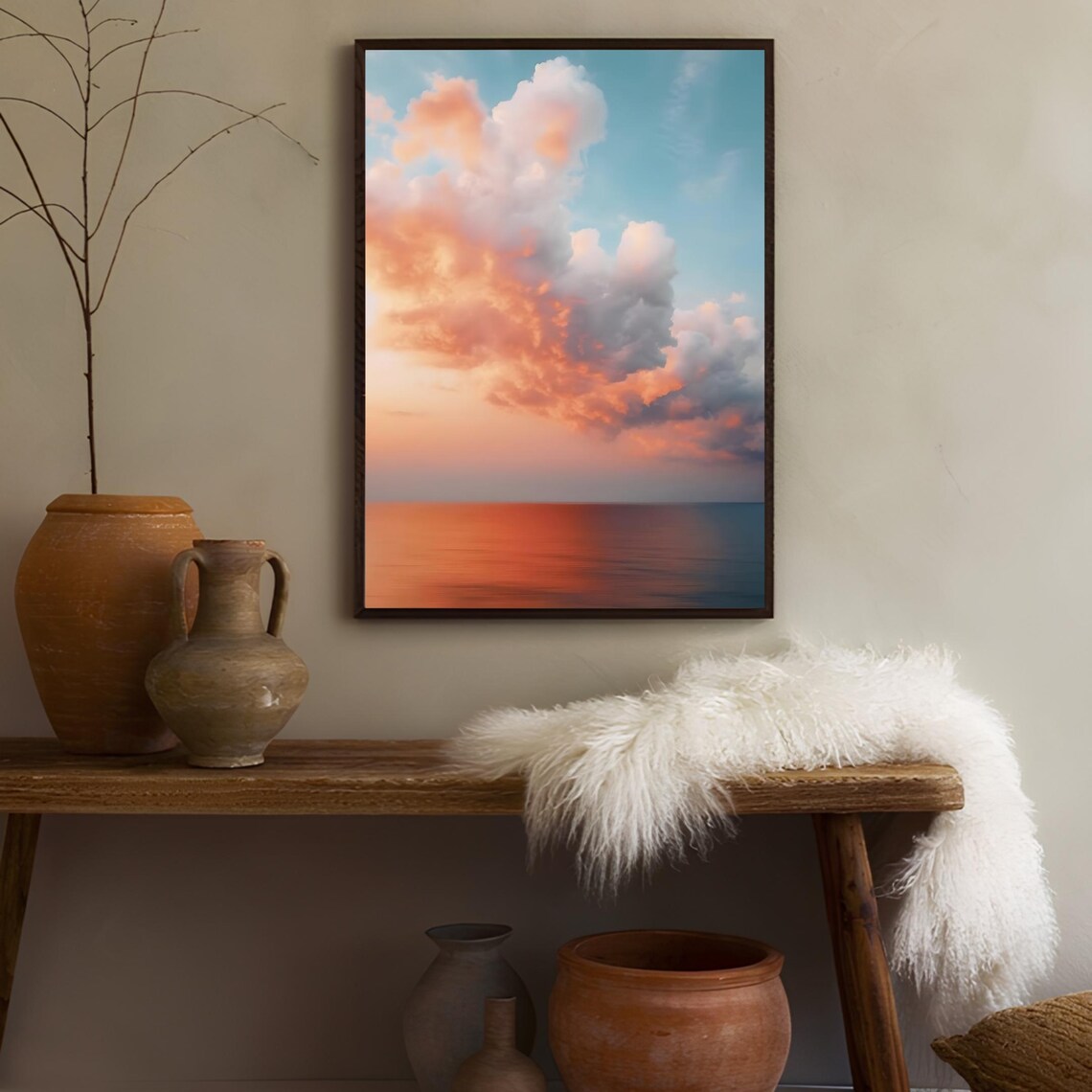 Cloud Print Poster, Moody Sunset Sea Sky - Image 2