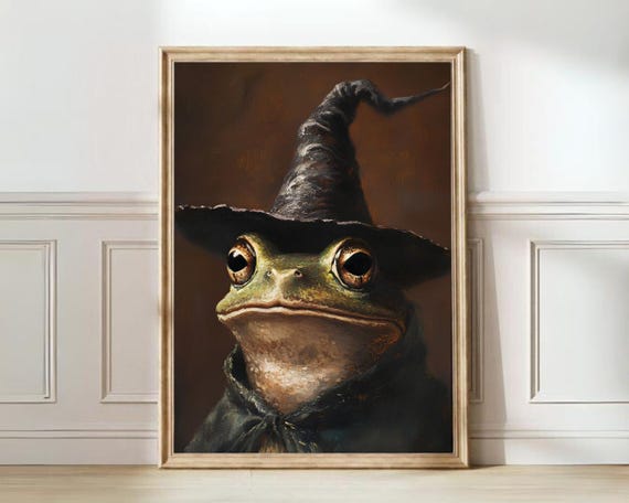 Vintage Halloween Print Frog Magician Print Halloween Animal Poster Halloween Frog Print Witch Print Moody Gothic Print Halloween Decor