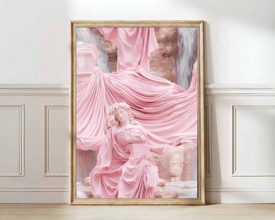 Rome Print Pink Trevi Fountain Print Pink City Print Rome Travel Poster Italy Print Pink Wall Art Bedroom Print Nursery