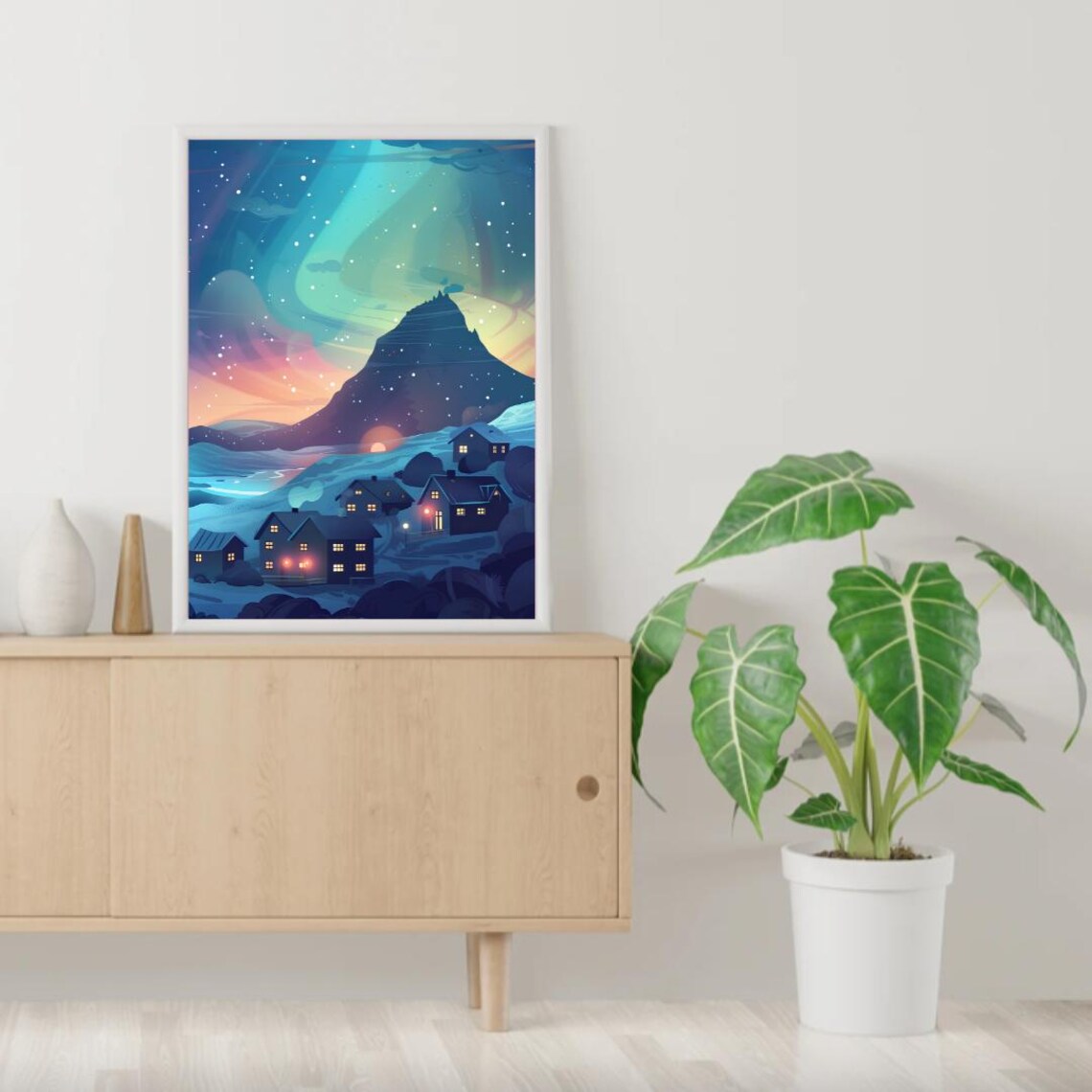 Iceland Aurora Borealis Travel Poster, Northern Lights - Image 2
