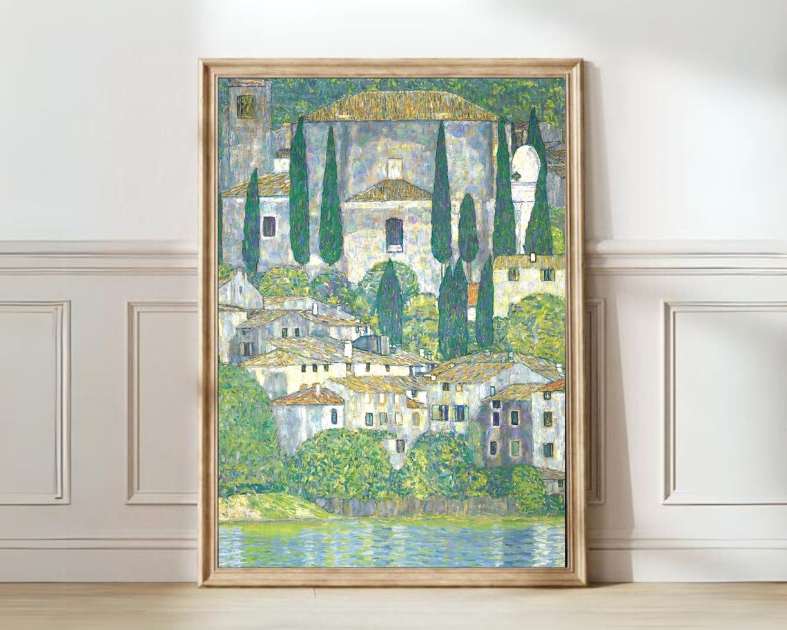 Vintage Eclectic Painting Eclectic Landscape Print Eclectic Gallery Green Print Green Painting Green Meadow Painting Vintage Oil Painting