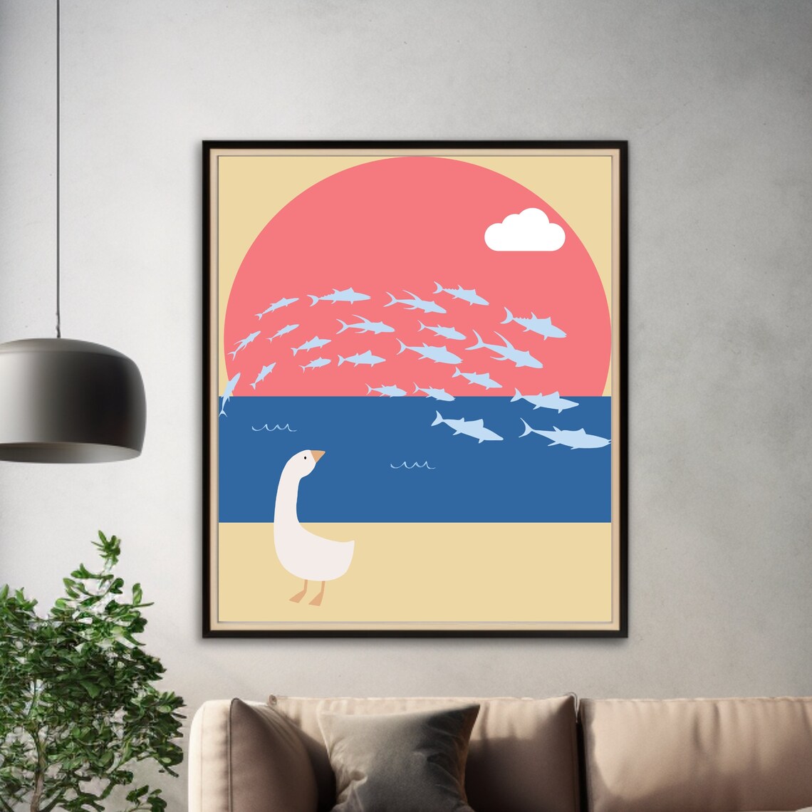 Goose Beach Cute Funny Animal Nursery Art Print - Image 3