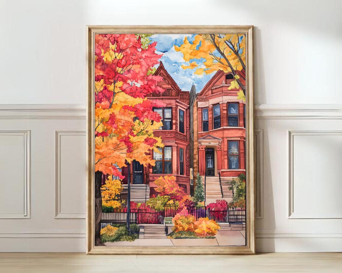 Brooklyn Illustration Art Print, Autumn New York