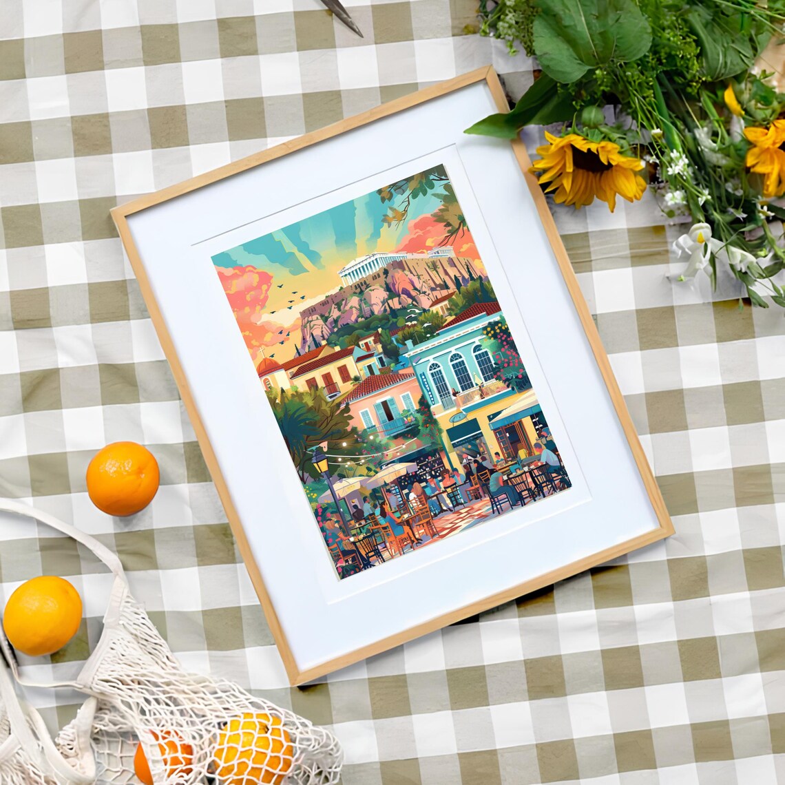 Athens Illustration Greece Travel Poster, Acropolis - Image 3