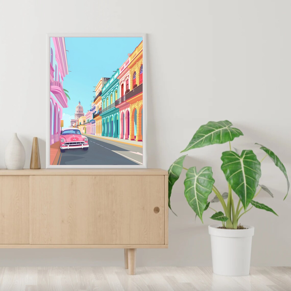 Havana Cuba Vintage Street Scene With Classic Car Travel Poster - Image 3