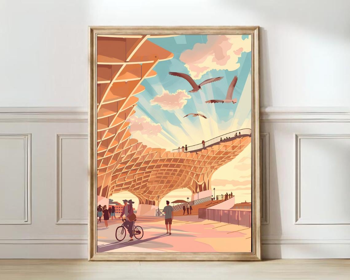 Seville Las Setas Metropol Parasol Sunset Spain Travel Poster