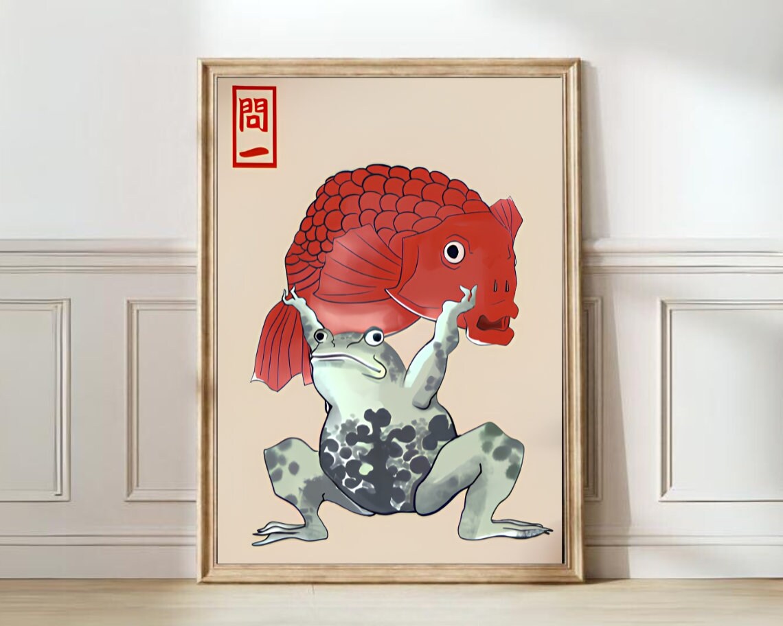 Japanese Frog Squat, Matsumoto Hoji Vintage Art Print