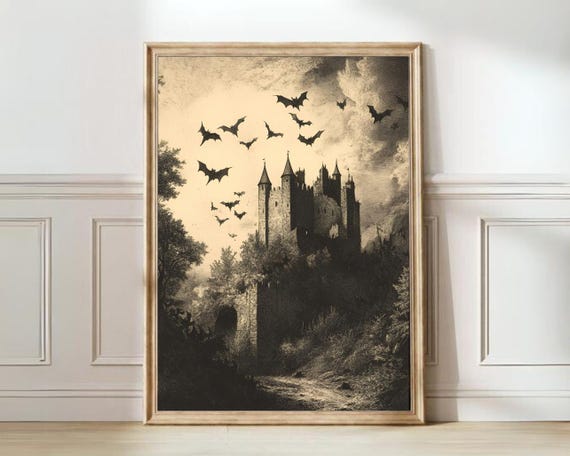 Halloween Print Haunted House Print Halloween Gallery Wall Halloween Poster Moody Gothic Print Spooky Fall Decor Halloween Decor