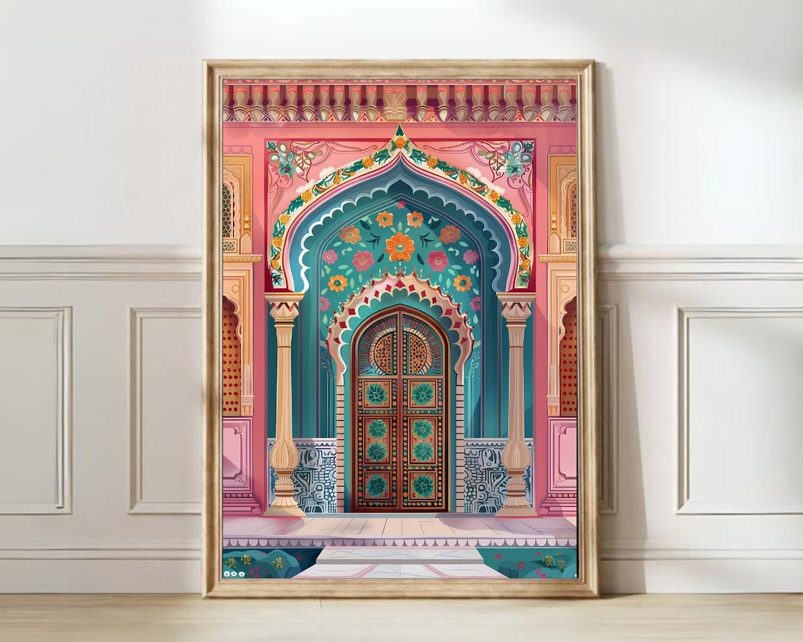 India Illustration Jaipur Travel Poster Art Print