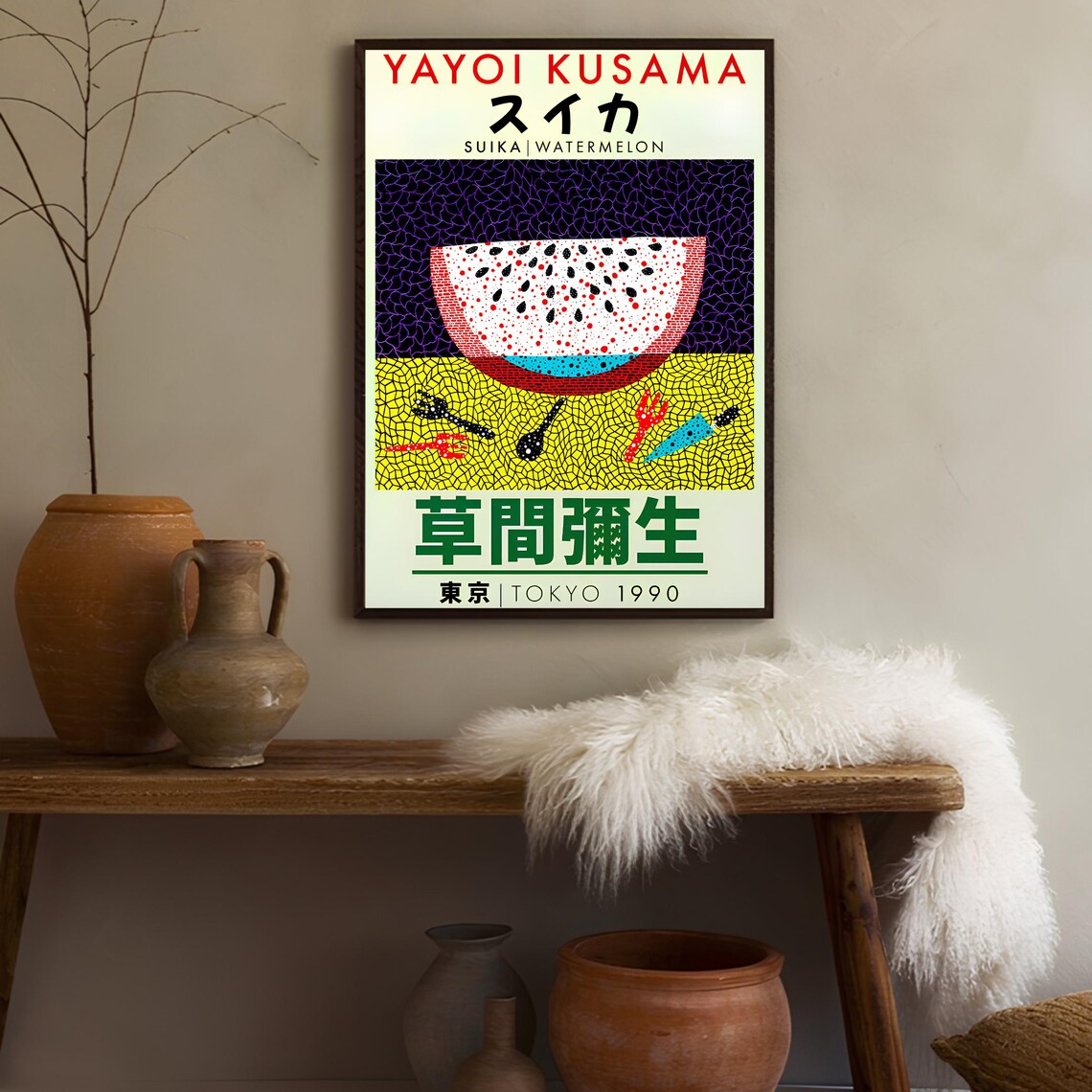Yayoi Kusama Watermelon Exhibition Poster, Japandi Wall Art - Image 3