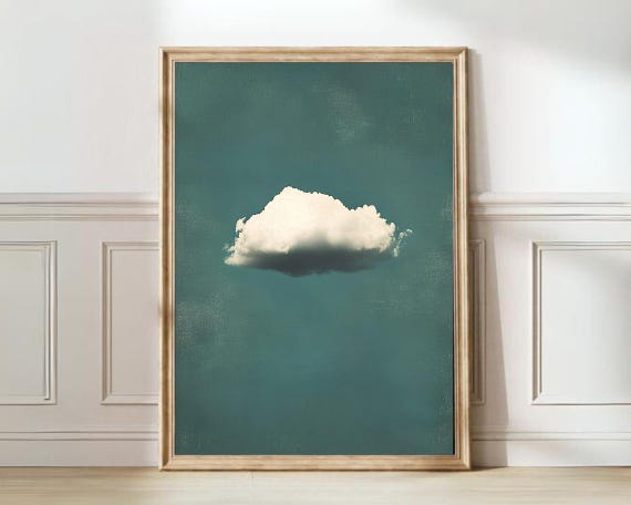 Cloud Print Aquamarine Cloud Painting Sage Green Wall Art Pastel Wall Art Minimalist Wall Art Maximalist Decor Renaissance Painting Nimbus