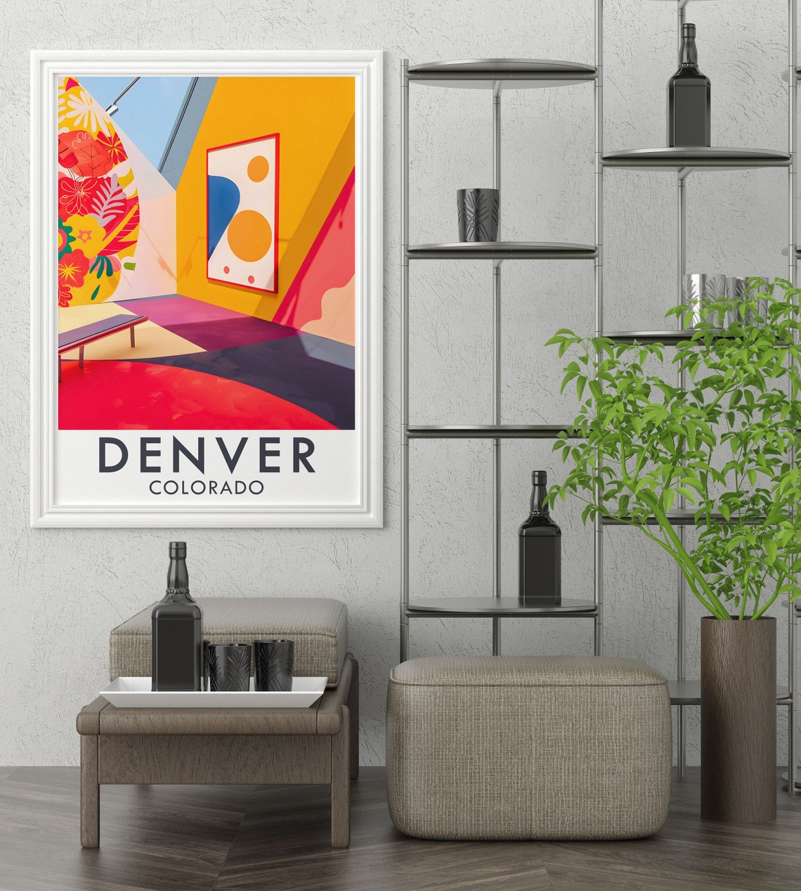 Denver Colorado Bold Modern Gallery Abstract Interior Art Print - Image 3