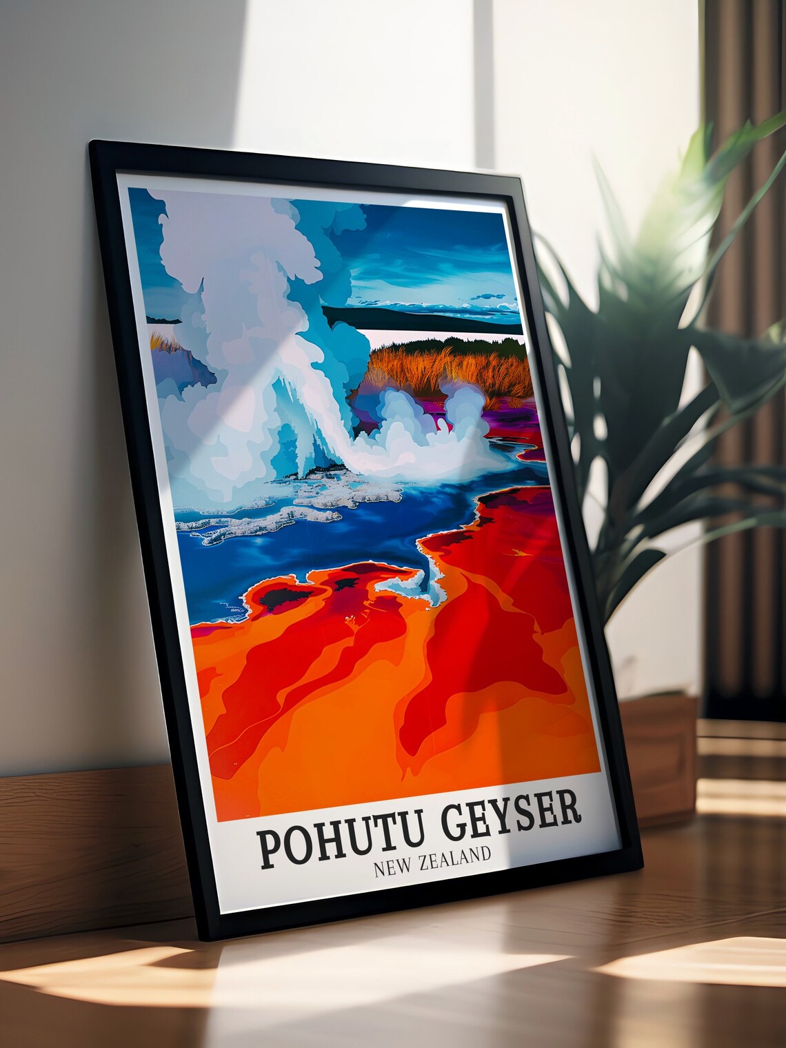 Pohutu Geyser New Zealand Red Terrace Steam Bold Pop Art Poster - Image 3