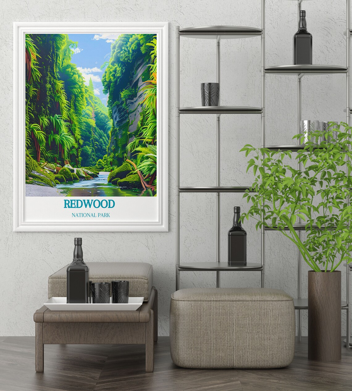 Redwood National Park Fern Canyon Lush Stream Landscape Poster - Image 2