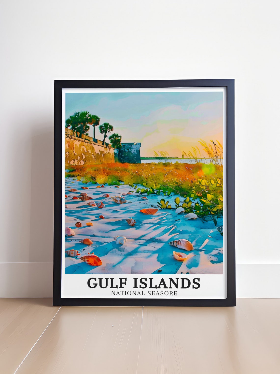 Gulf Islands National Seashore Sunset Shell Beach Fort Travel Poster - Image 4