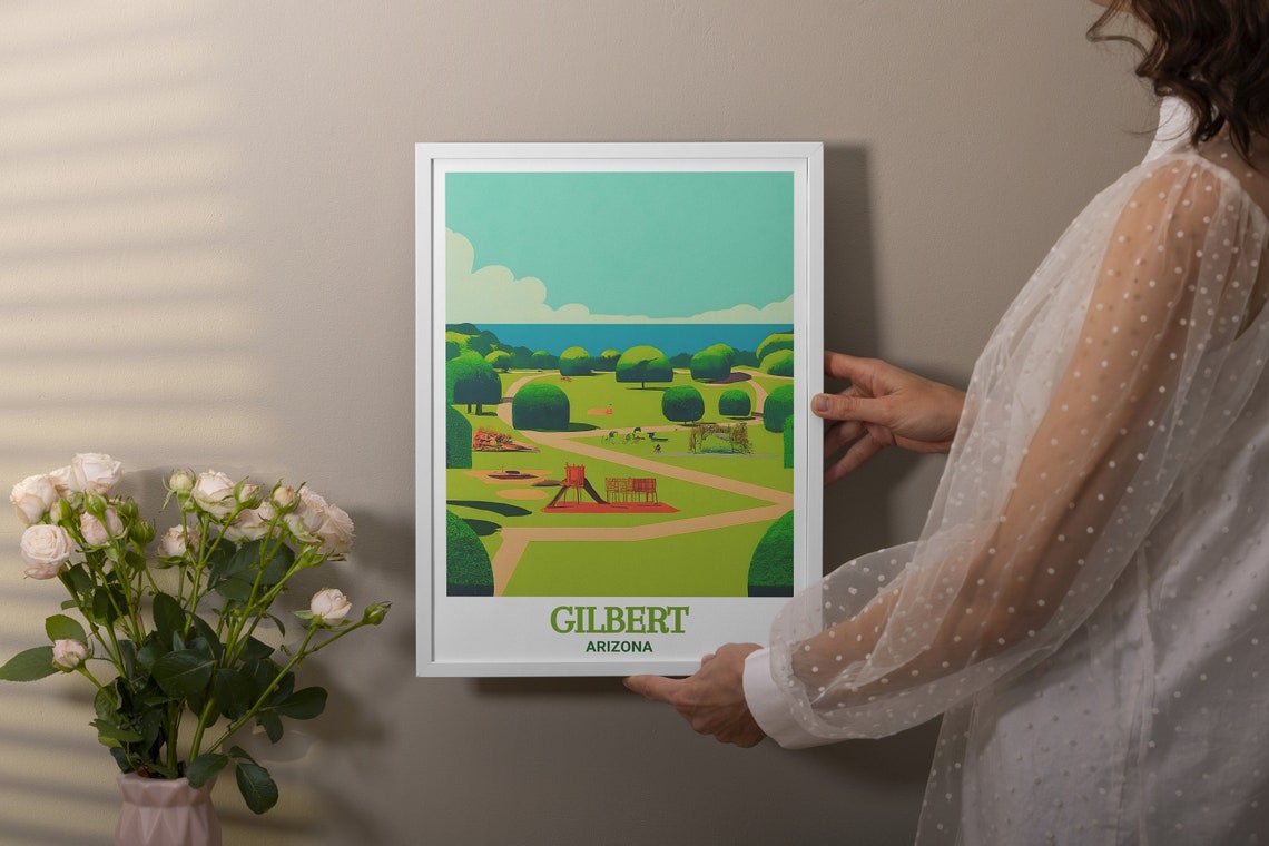 Gilbert Arizona Freestone Park Playground Green Meadow Travel Poster - Image 2
