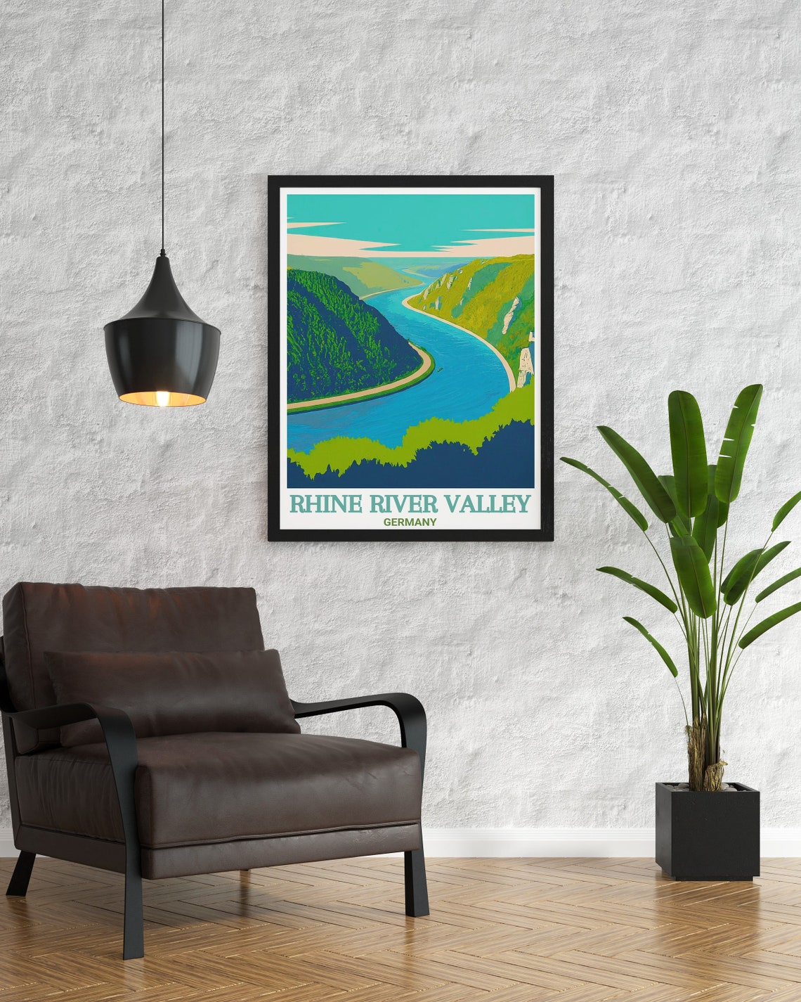 Rhine River Valley Germany Winding River Bend Vintage Travel Poster - Image 2