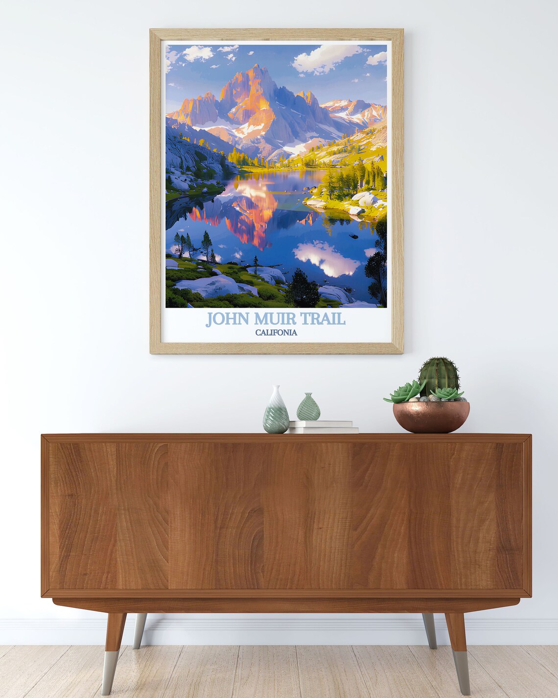 John Muir Trail California Alpine Lake Peaks Reflection Travel Poster - Image 3