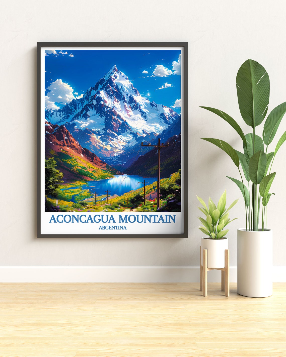 Aconcagua Mountain Argentina Travel Poster Snow Capped Andes Peak - Image 3