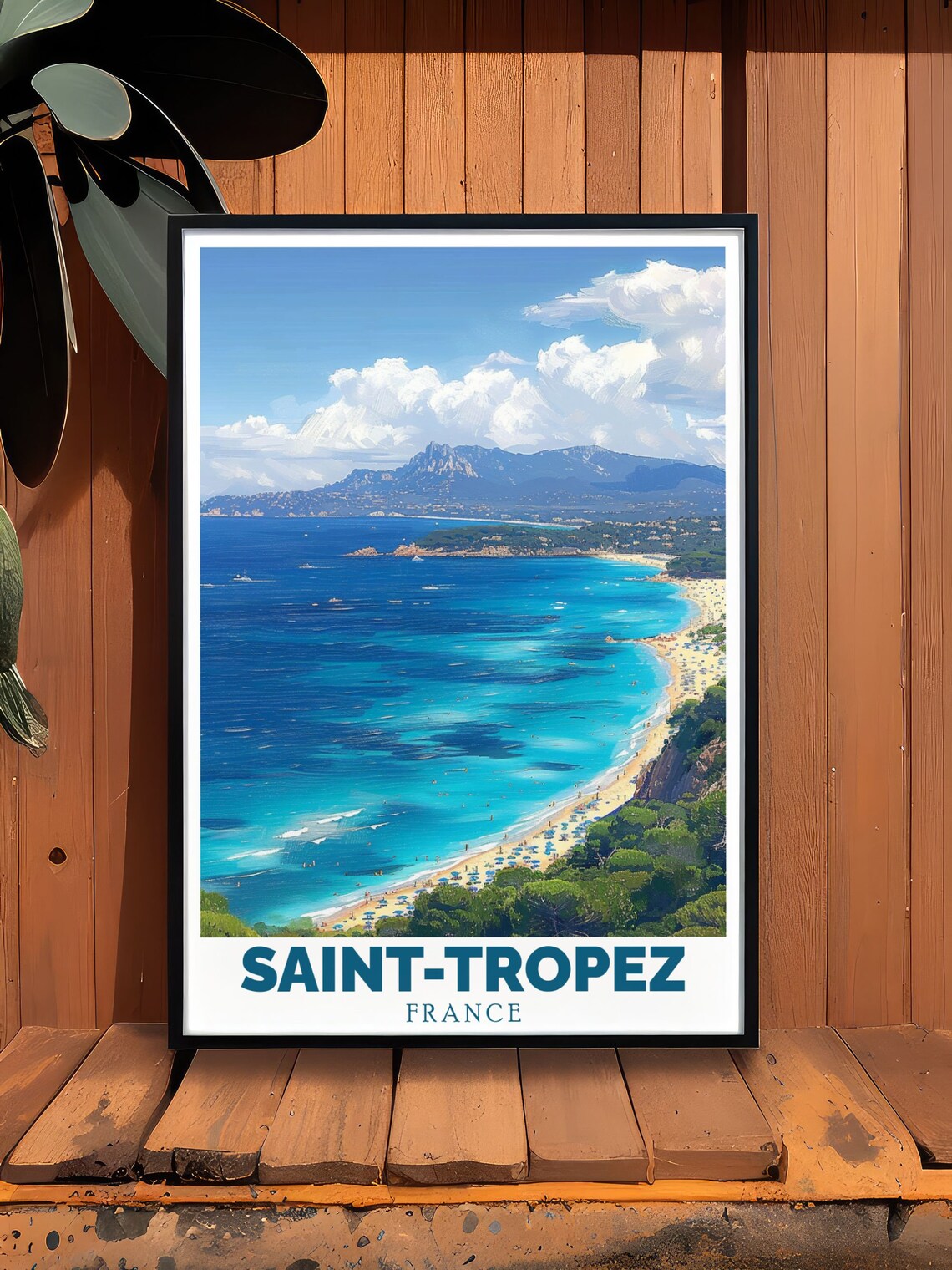 Saint-Tropez France Pampelonne Beach Aerial View Blue Sea Poster - Image 3