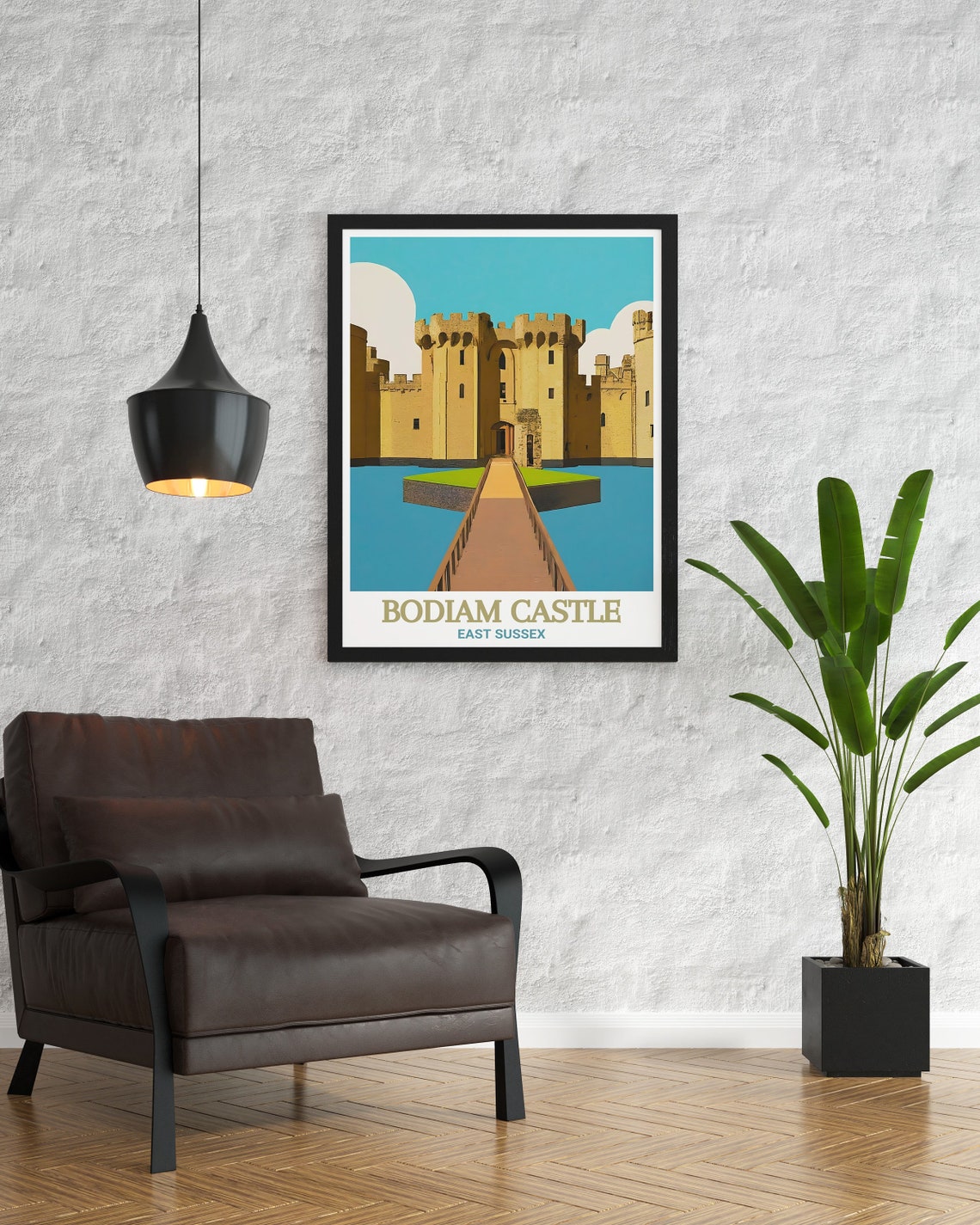 Bodiam Castle Moated Fortress Bridge Flat Art England Poster - Image 3