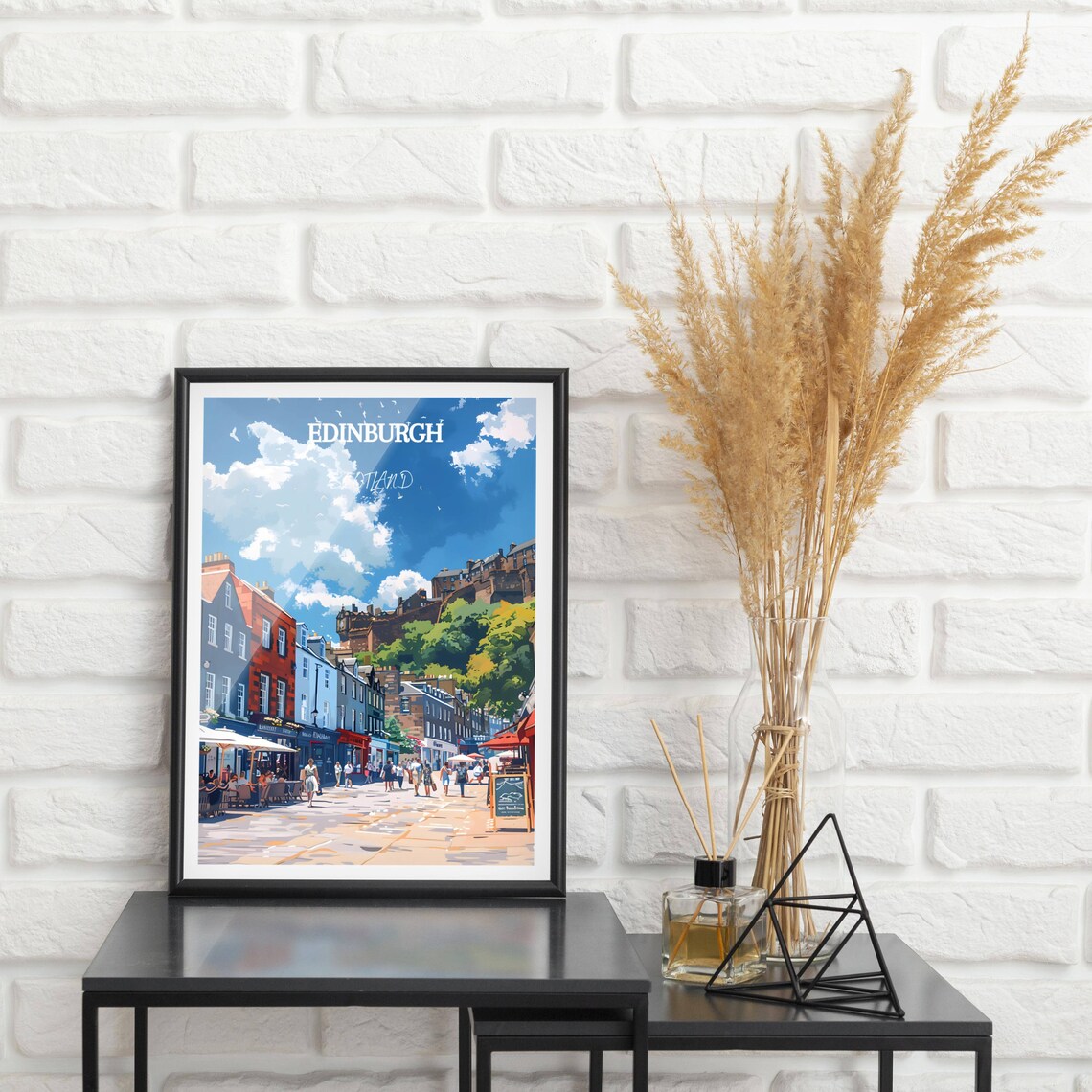 Edinburgh Royal Mile Street Scene with Castle Scotland Poster - Image 2