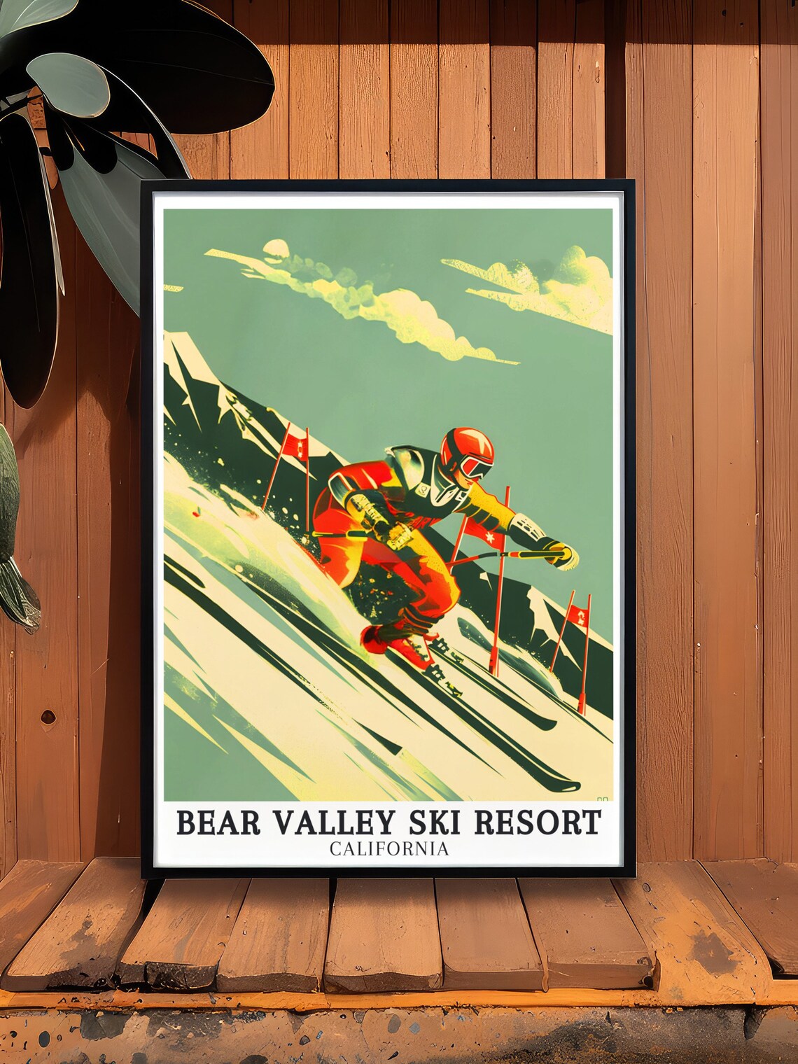 Bear Valley Ski Resort Slalom Racer Vintage California Travel Poster - Image 3