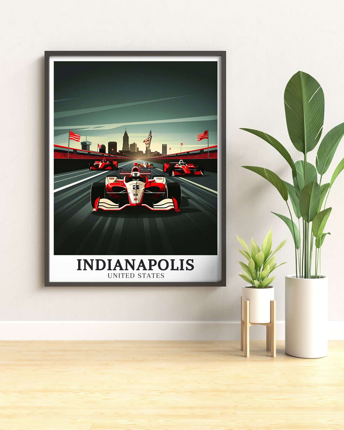 Indianapolis Motor Speedway Indy Race Cars Art Deco Sport Poster - Image 3