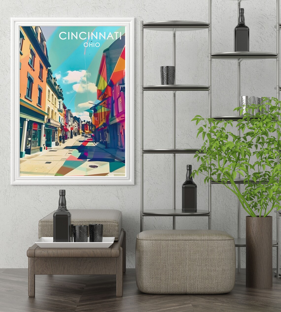 Cincinnati Findlay Market Colorful Historic Street Travel Poster - Image 2