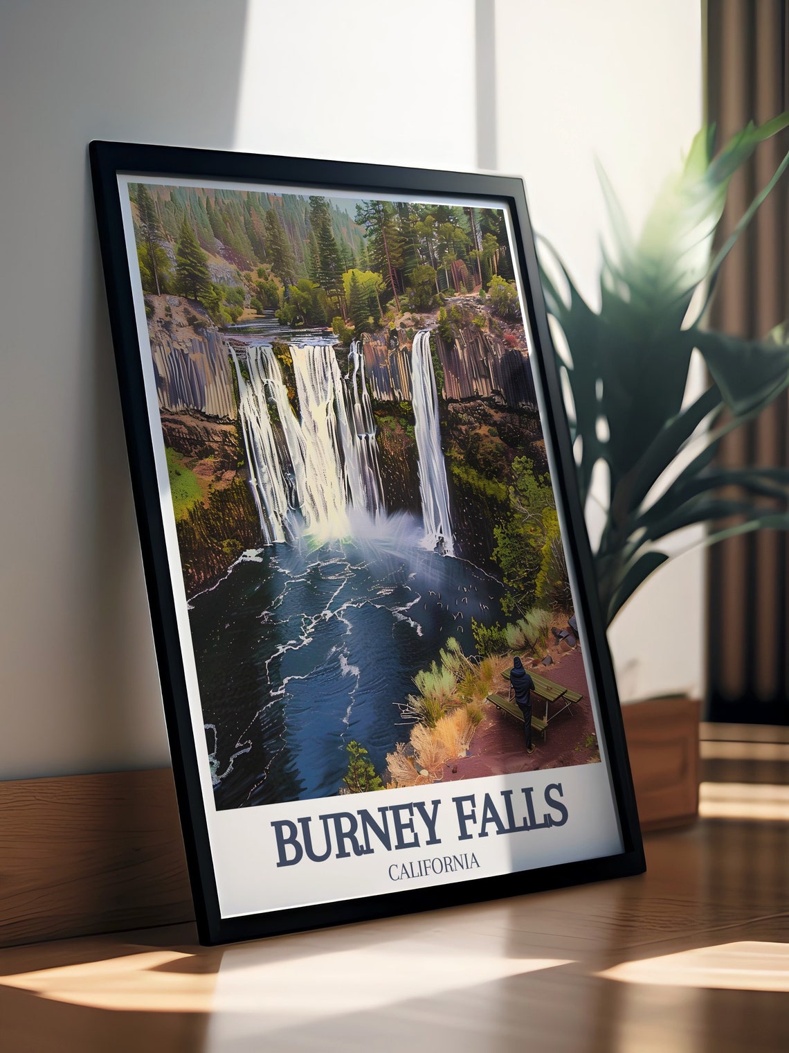 Burney Falls Wide Waterfall Over Basalt Cliffs And River Poster - Image 3