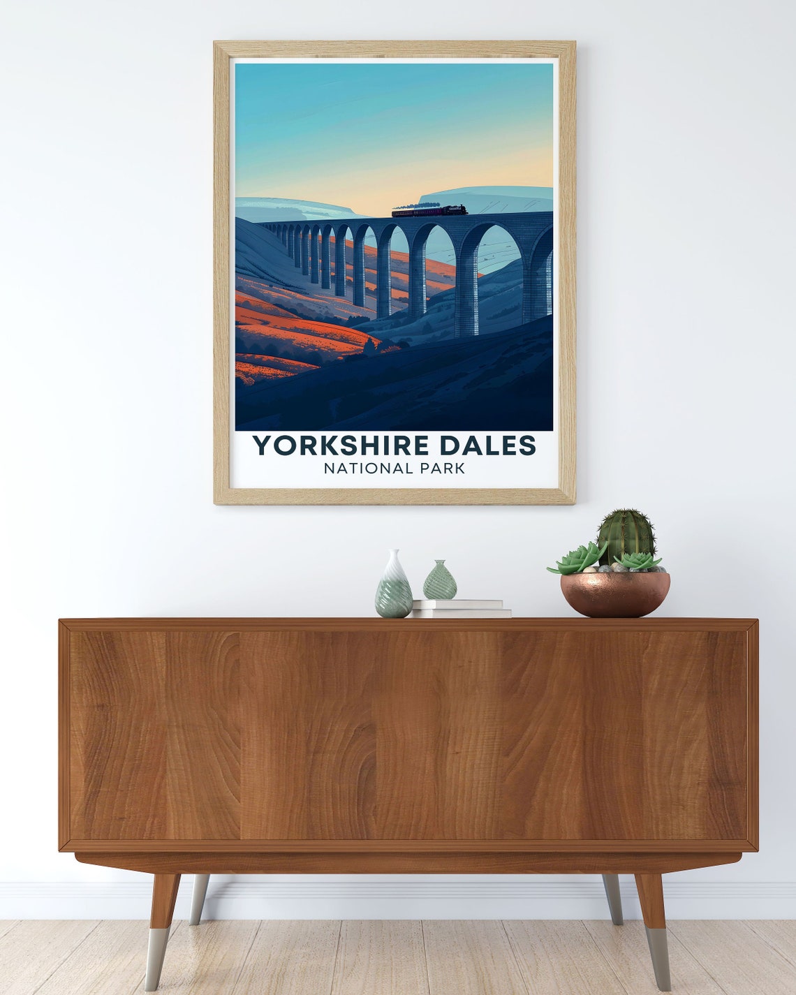Yorkshire Dales Ribblehead Viaduct Steam Train Sunset Poster - Image 2