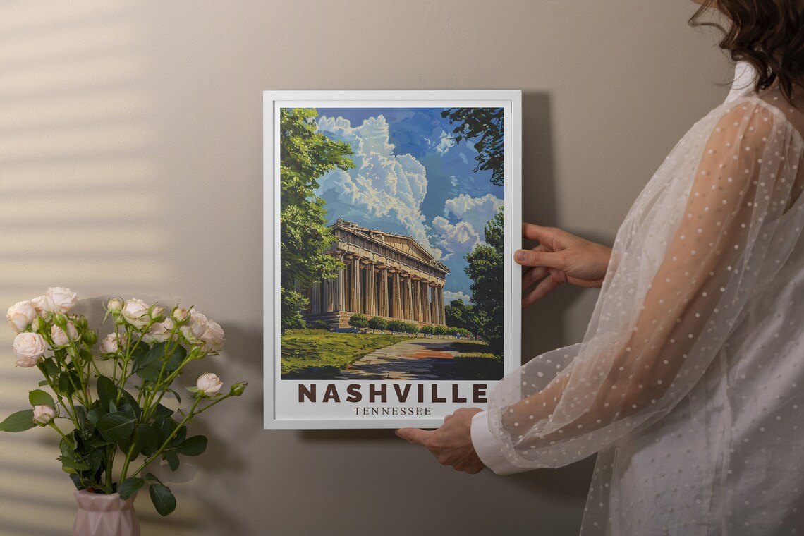 Nashville Tennessee Parthenon Classical Temple Park View Travel Poster - Image 2