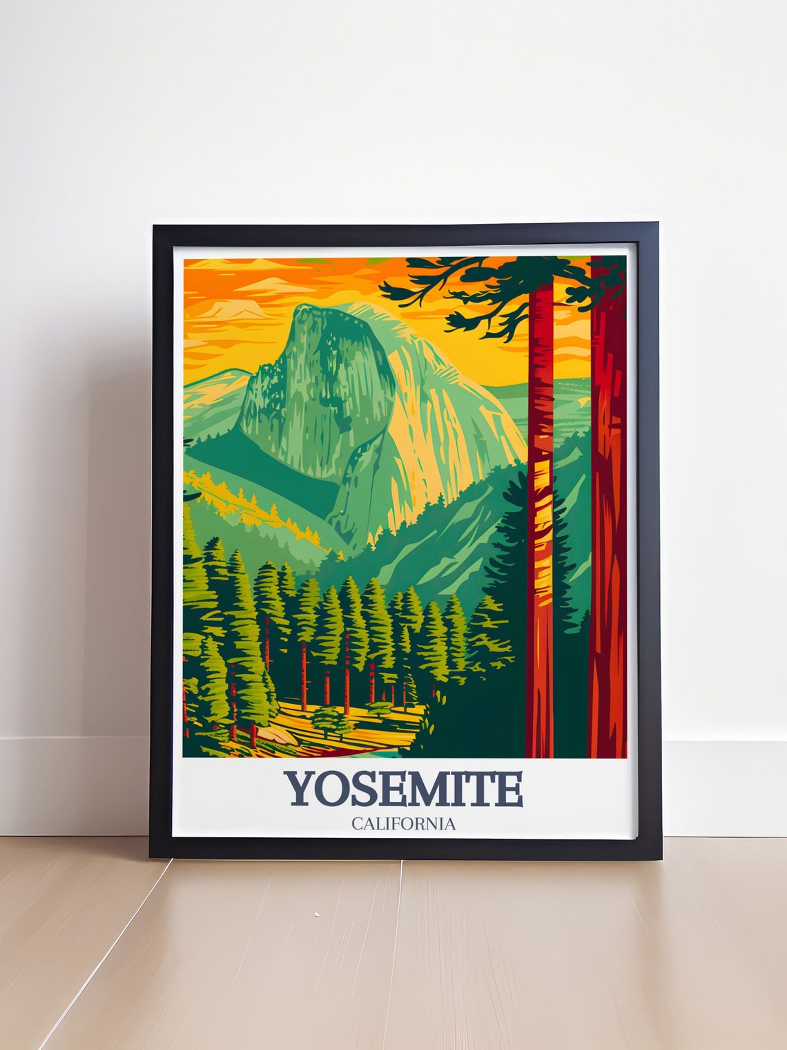 Yosemite California Half Dome Retro Bold Forest Travel Poster - Image 4