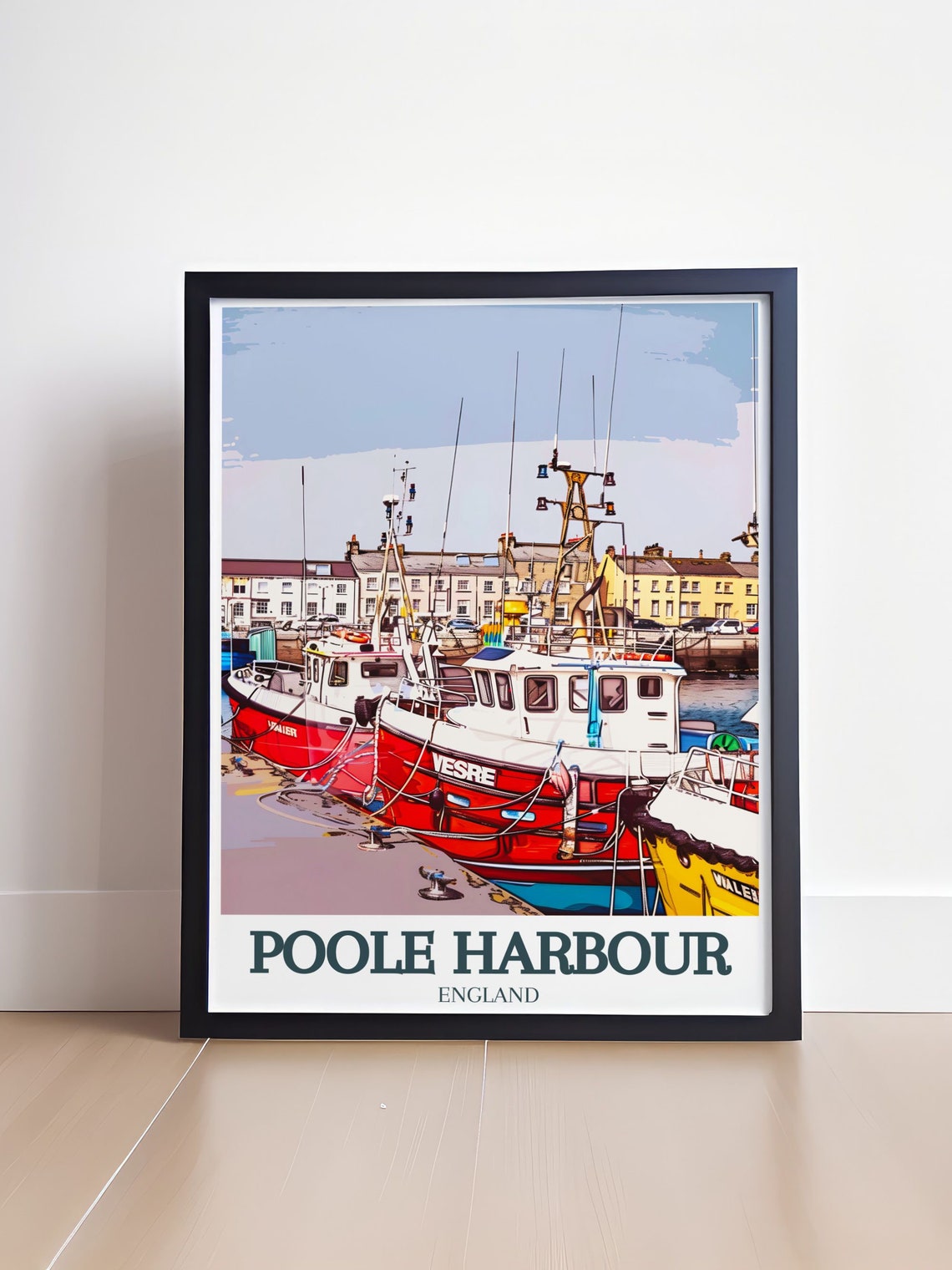 Poole Harbour Colorful Fishing Boats Quay England Travel Poster - Image 4