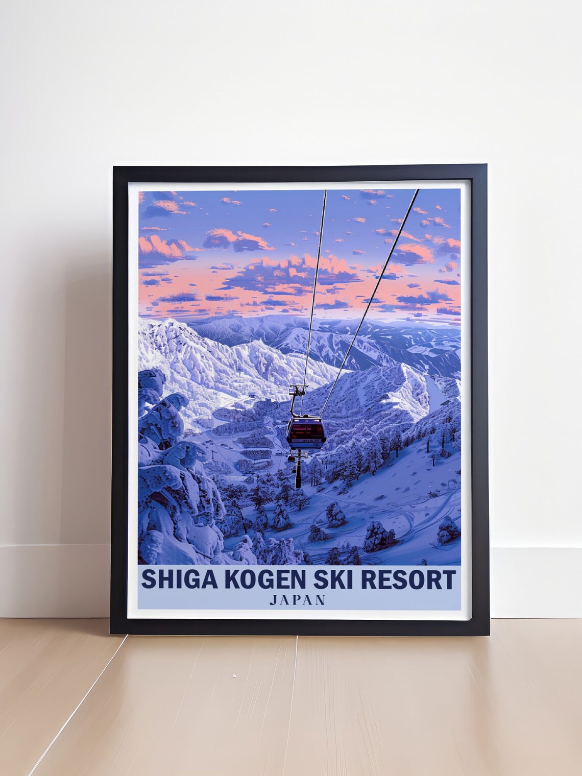 Shiga Kogen Japan Gondola Pink Sunset Snowy Peaks Ski Resort Poster - Image 4