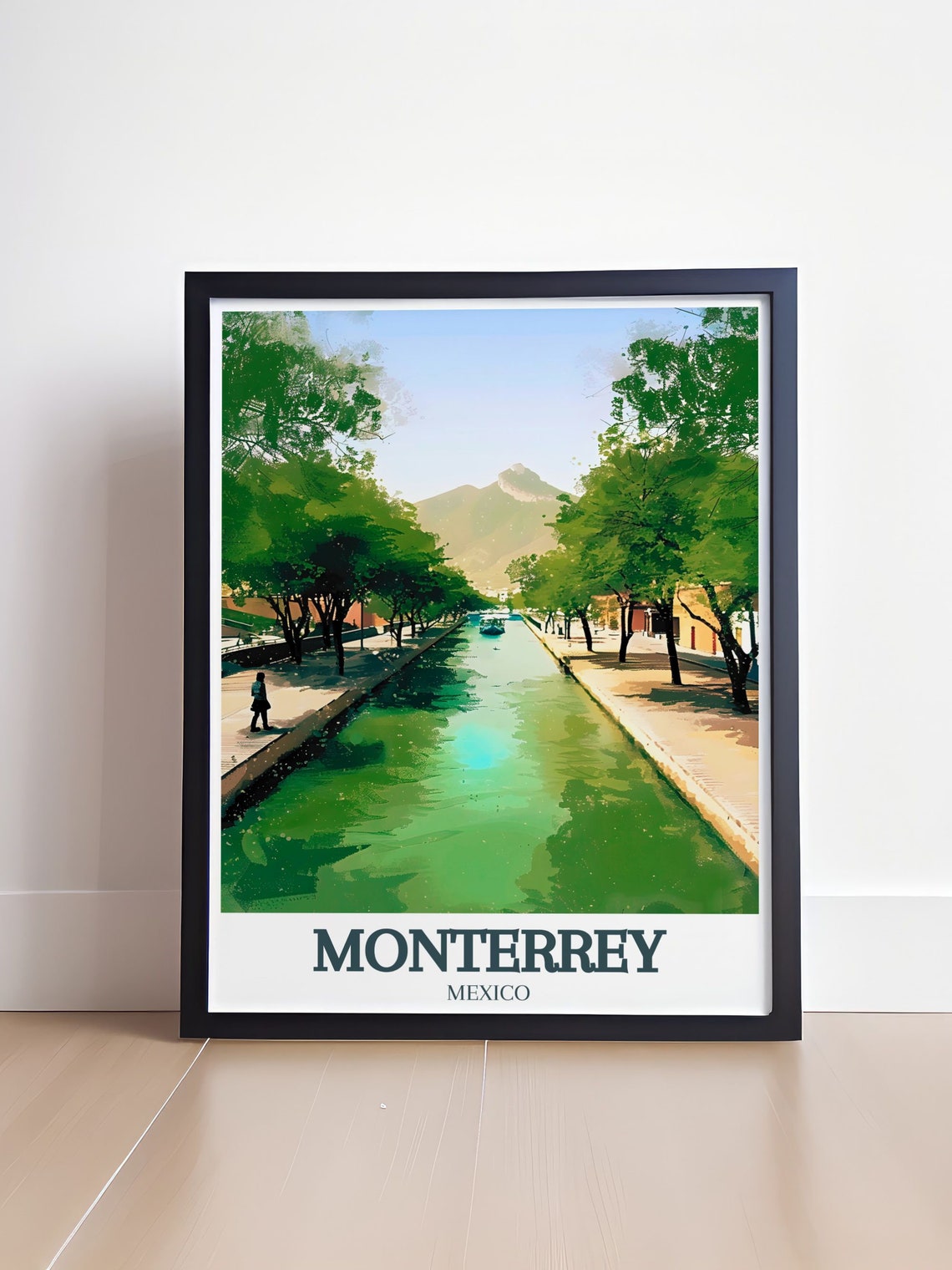 Monterrey Santa Lucia Canal Walkway Mountain View Mexico Poster - Image 4