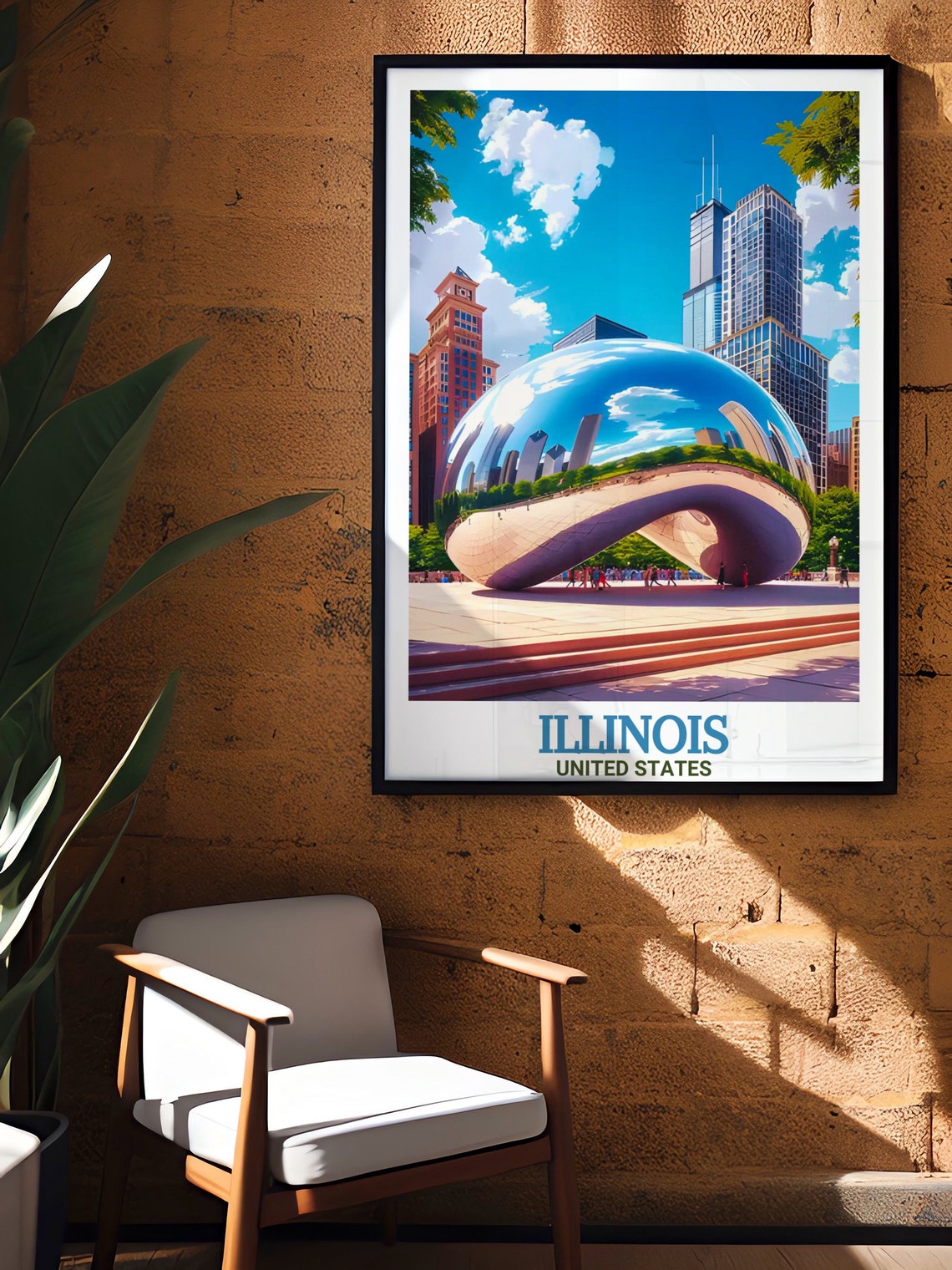 Illinois Chicago Cloud Gate Bean Sculpture Millennium Park Poster - Image 2