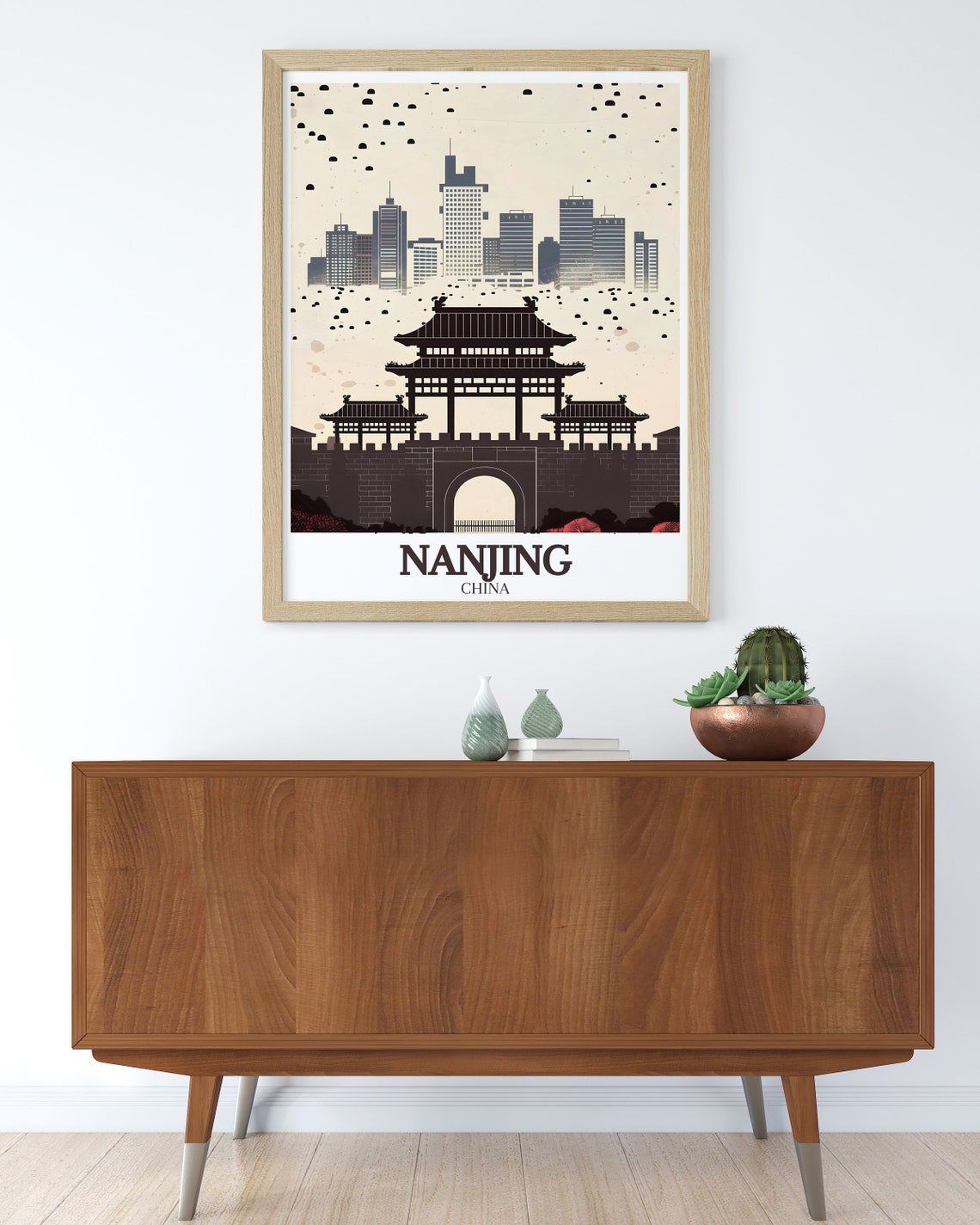 Nanjing China Zhonghua Gate Silhouette Minimalist Skyline Poster - Image 3