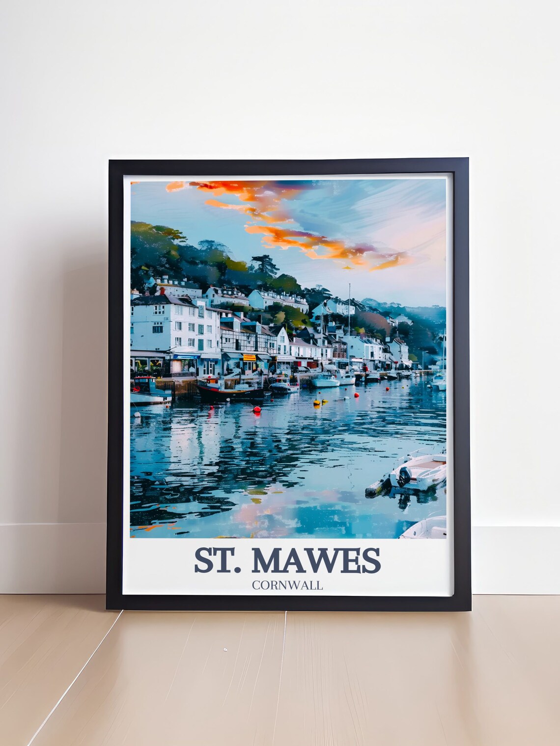St Mawes Cornwall Harbour Sunset Boats Fishing Village Poster - Image 4