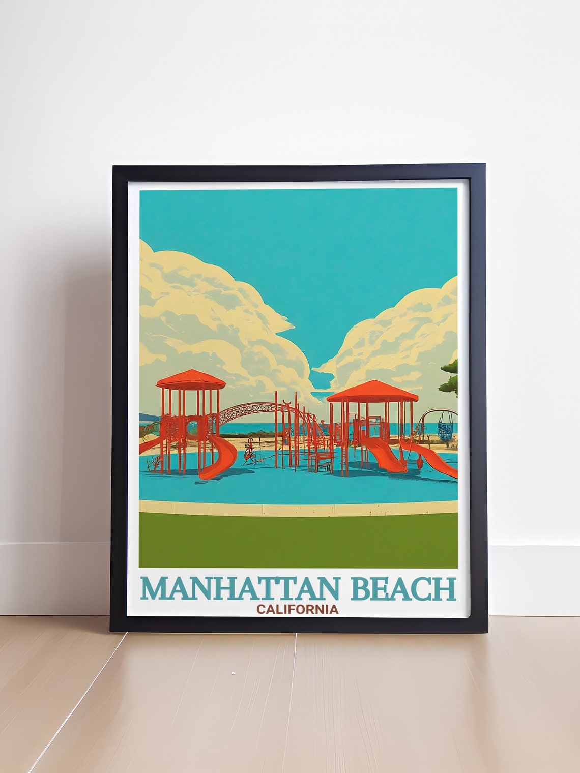 Polliwog Park Playground by the Sea Manhattan Beach Travel Poster - Image 4