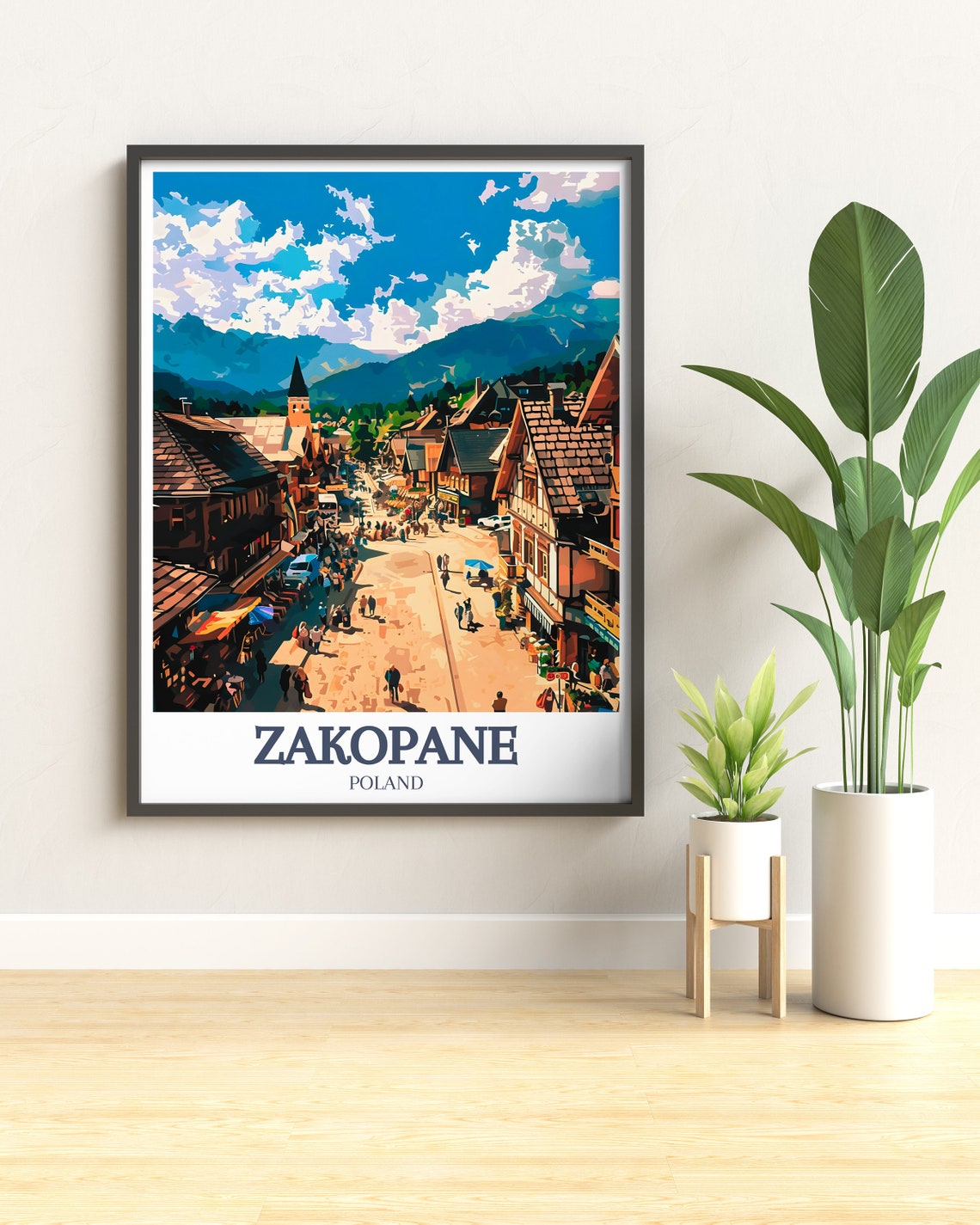 Zakopane Prints Travel Print Of Gubawka Hill And Krupwki Street Gubawka Hill And Krupwki Street Poster Zakopane Wall Art - Image 2
