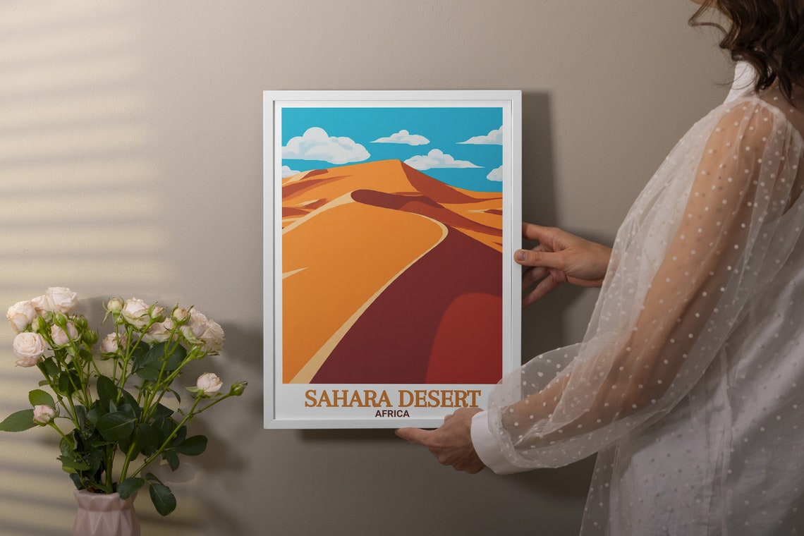 Sahara Desert Golden Dunes Minimalist Africa Travel Art Poster - Image 3