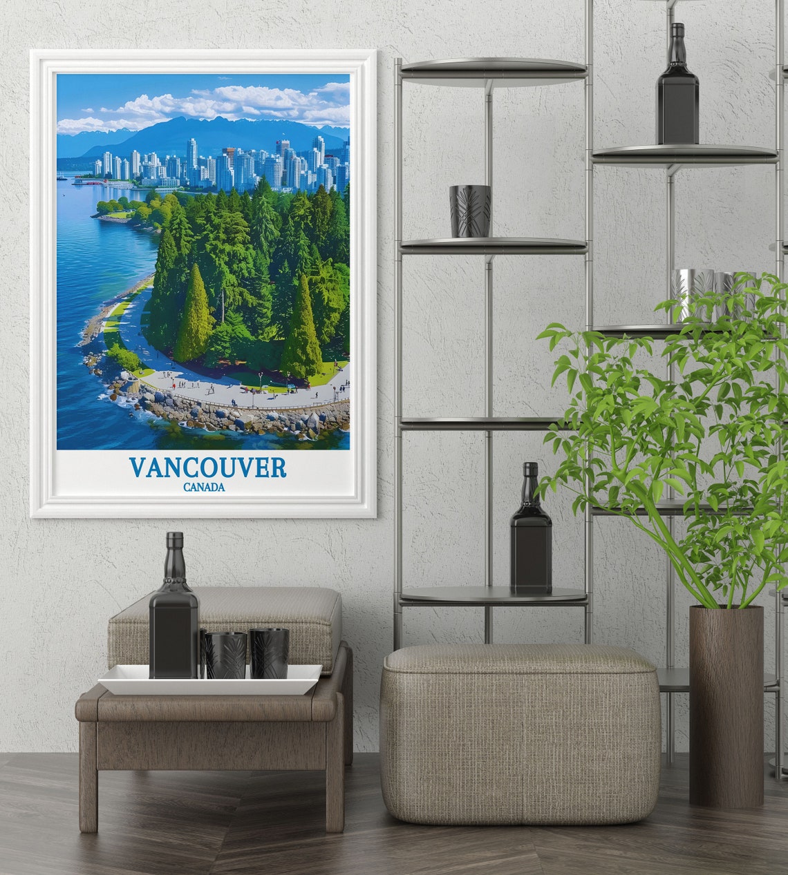 Vancouver Canada Stanley Park Seawall City Skyline Travel Poster - Image 3