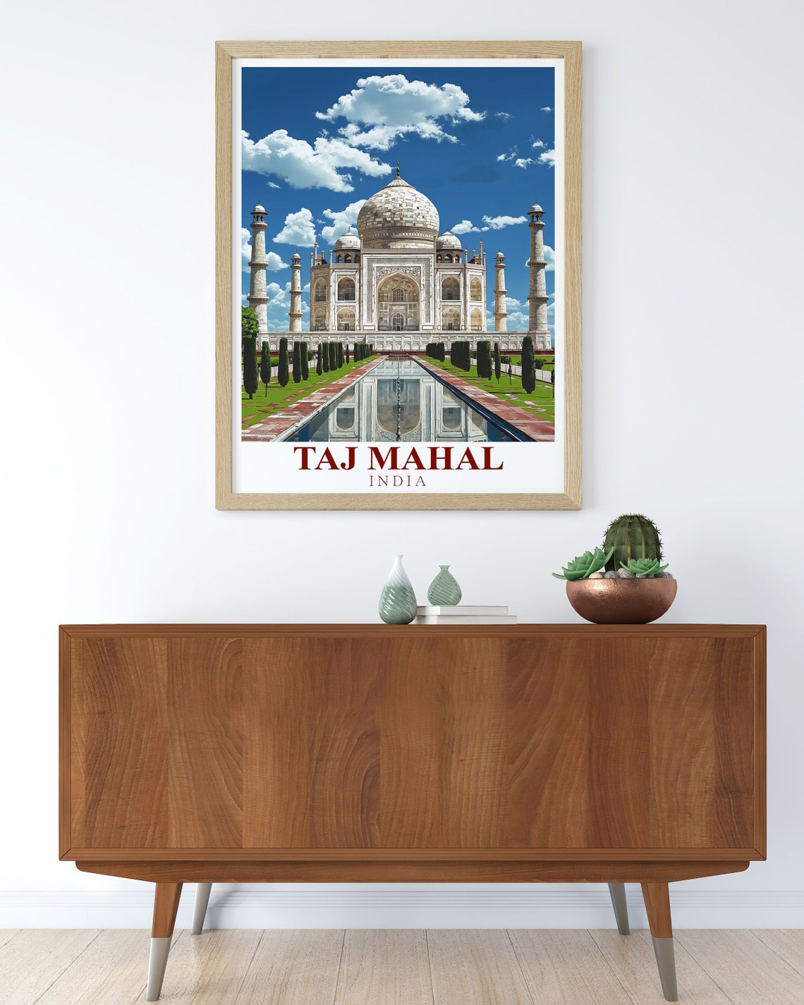 Taj Mahal India Classic Frontal View With Reflecting Pool Poster - Image 2