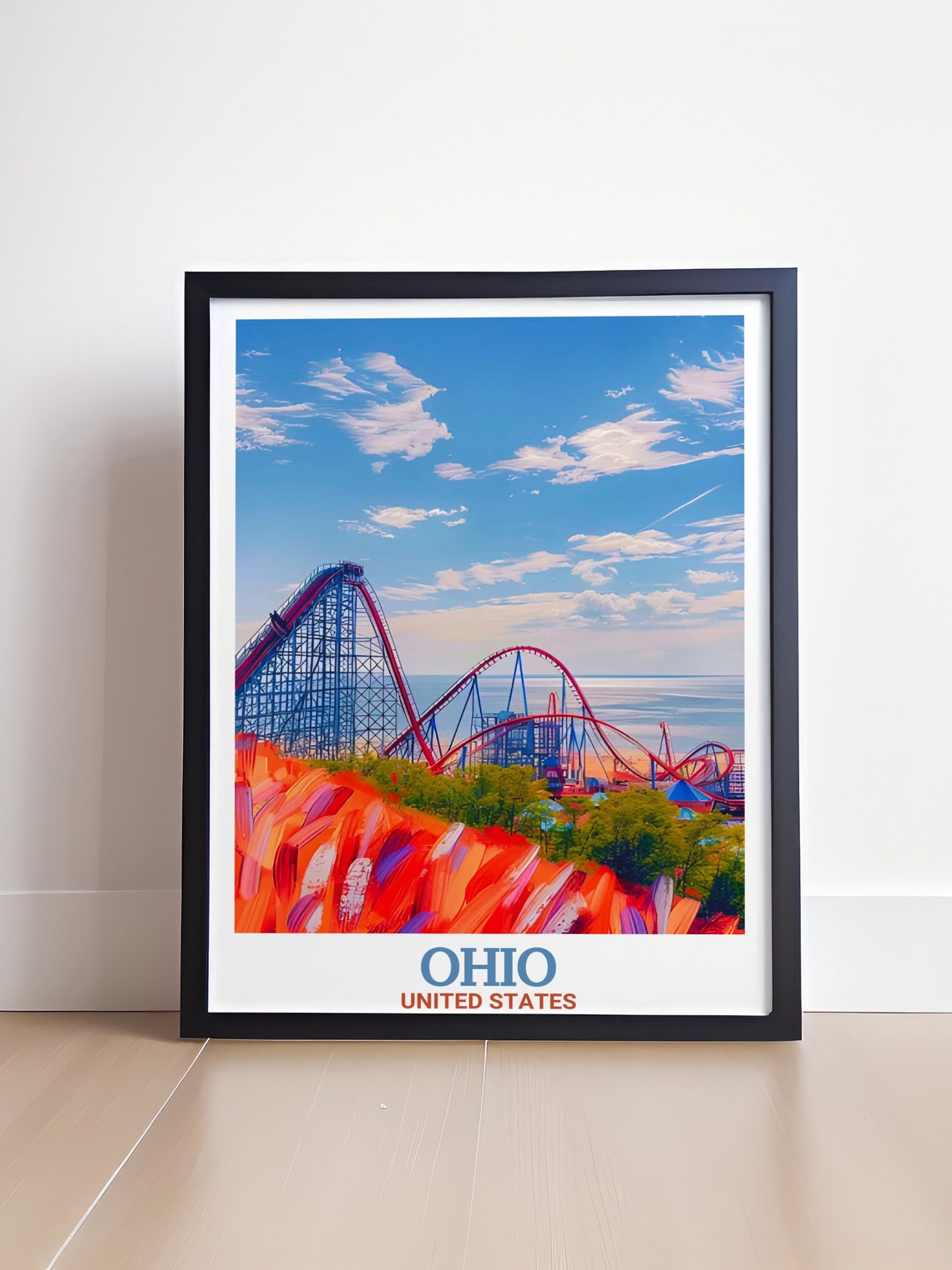 Ohio United States Cedar Point Roller Coaster Lake Erie Thrills Poster - Image 4