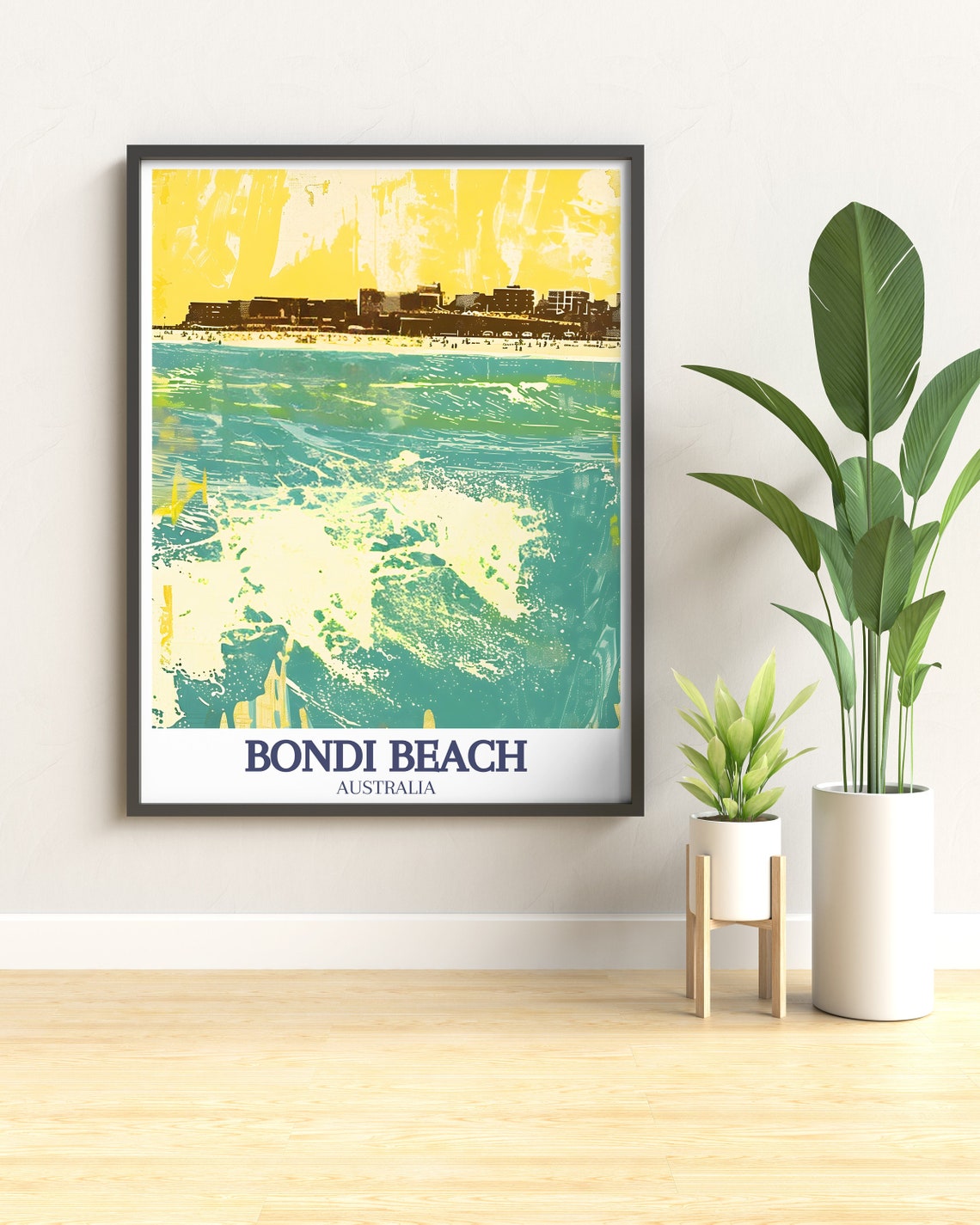 Bondi Beach Abstract Yellow Sky Ocean Surf Australia Wall Art - Image 3