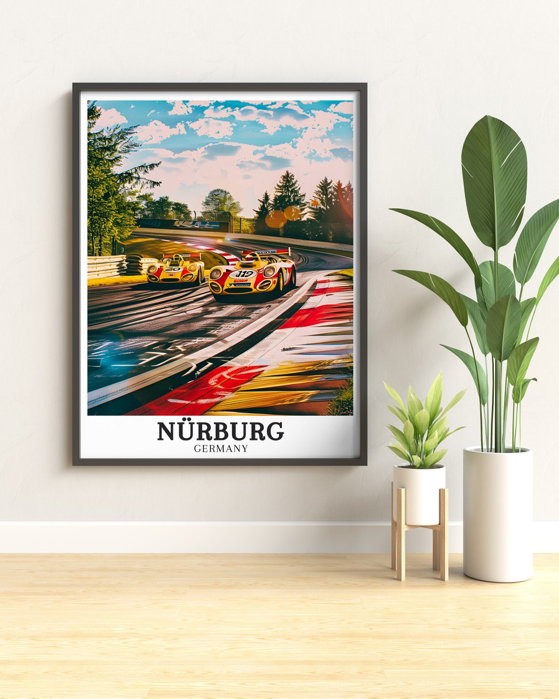Nürburgring Vintage Race Cars Duel on Forest Track Germany Poster - Image 2