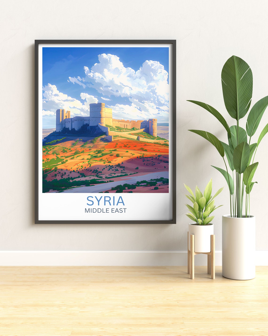 Syria Medieval Hilltop Citadel Castle Golden Fields Travel Poster - Image 2