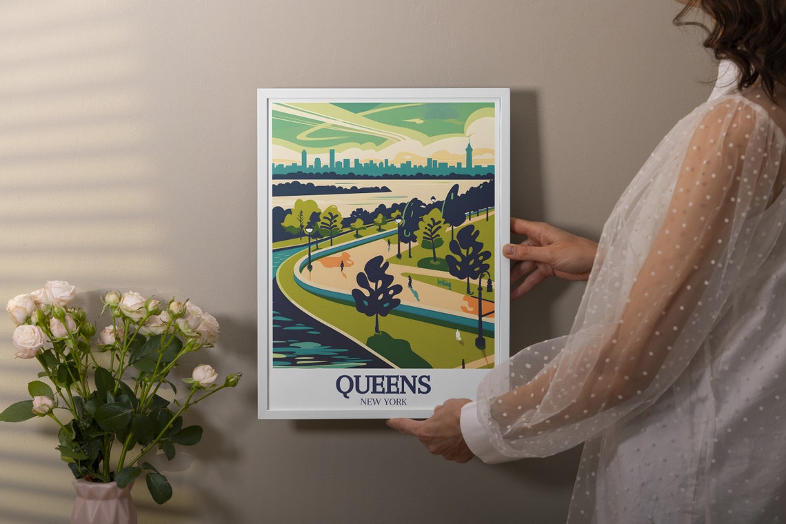 Gantry Plaza State Park Queens Green Riverfront Scene Poster - Image 2